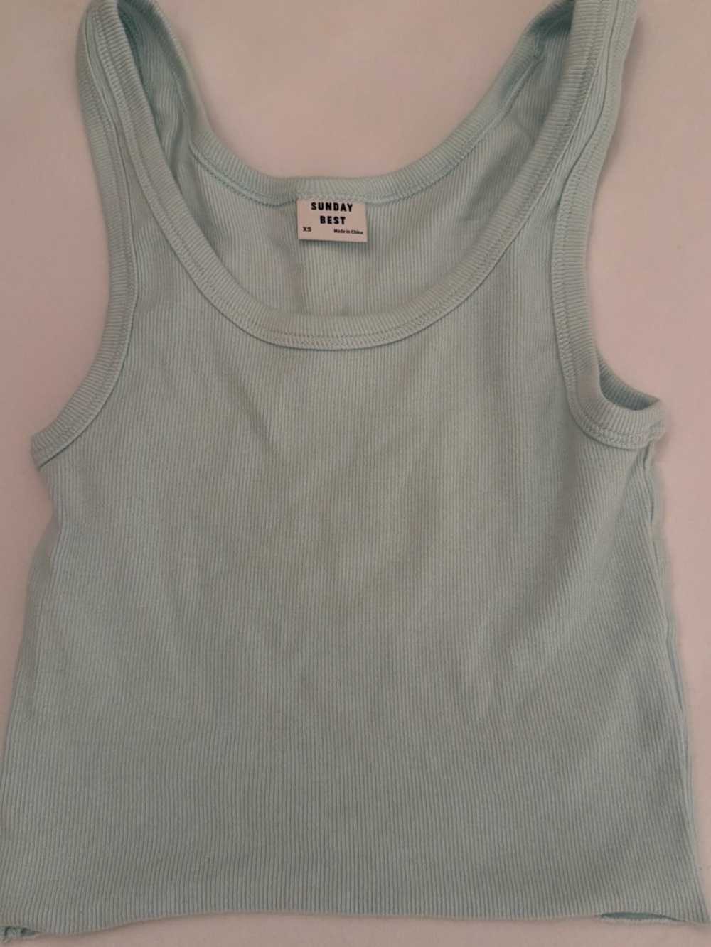 Sunday Best Women's Light Mint Rib Tank Top cropped Xs